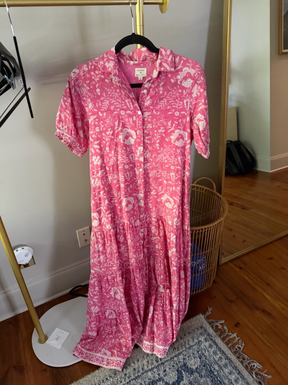 Marea - Pink Floral Button-Front Maxi Dress